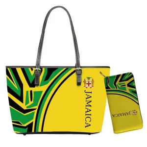 Jamaica Flag Lion charms Print 2pcs Women Large purses and handbags luxury women ladies tote shoulder bag classic